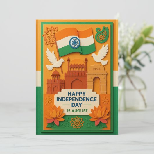 Happy Independence Day India Kaart (Staand voorkant)