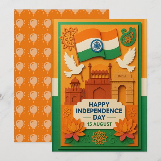 Happy Independence Day India Kaart (Voorkant / Achterkant)