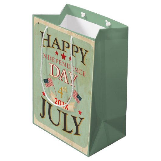 Happy Independence Day op 4 juli Medium Cadeauzakje (Achterkant Gekanteld)