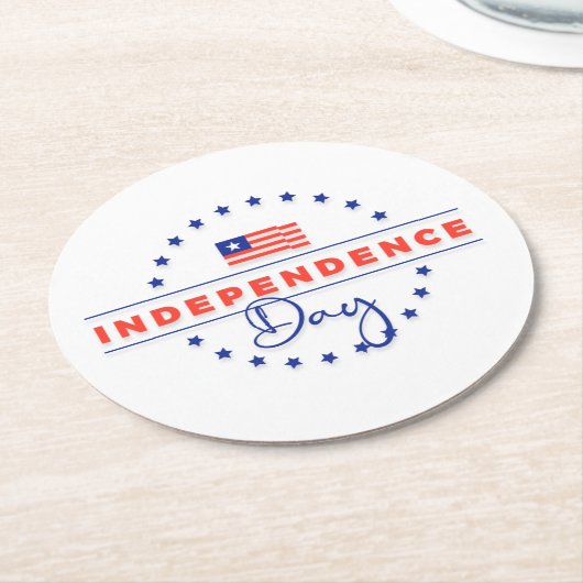 Happy Independence Day Paper-Onderzetter Ronde Kartonnen Onderzetter (Gebogen)