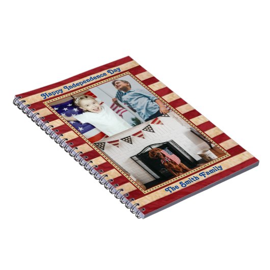 Happy Independence Day Patriotic Custom 3 Foto No Notitieboek (Rechterzijde)