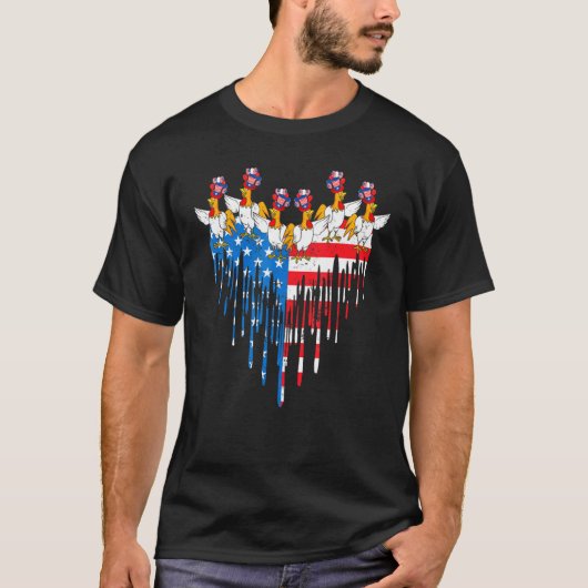 Happy Independence Day Pride American Flag Chicken T-shirt (Voorkant)