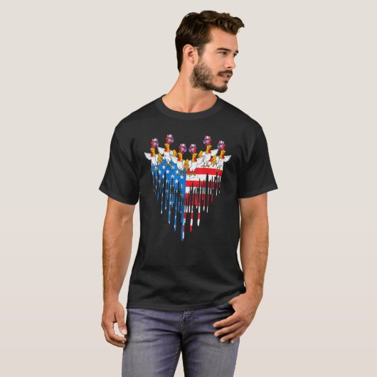 Happy Independence Day Pride American Flag Chicken T-shirt (Voorkant volledig)