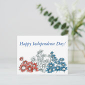 Happy Independence Day Red White Blue Flowers Briefkaart (Staand voorkant)