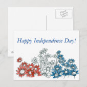 Happy Independence Day Red White Blue Flowers Briefkaart (Voorkant / Achterkant)