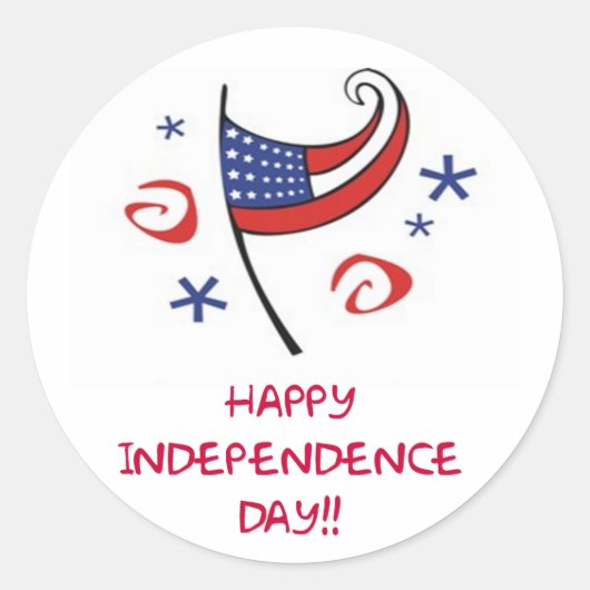 Happy Independence Day Ronde Sticker (Voorkant)