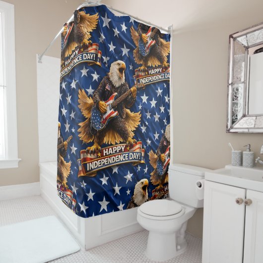 Happy Independence Day shower curtain description Douchegordijn (In situ)