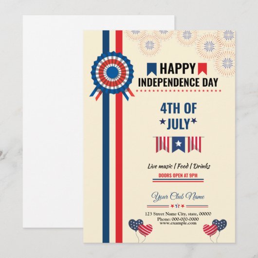 Happy Independence Day Sjabloon Kaart (Voorkant / Achterkant)