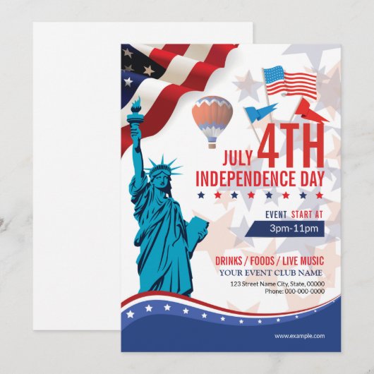 Happy Independence Day Sjabloon Kaart (Voorkant / Achterkant)