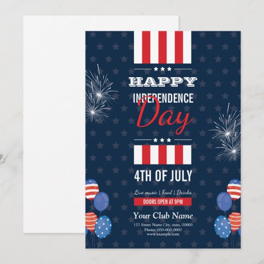 Happy Independence Day Sjabloon Kaart (Voorkant / Achterkant)