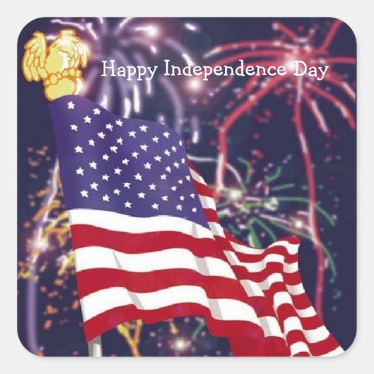 Happy Independence Day - Square Sticker (Voorkant)