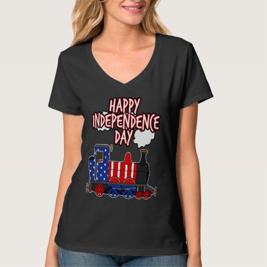 Happy Independence Day Train American Flag USA 4th T-shirt (Voorkant)