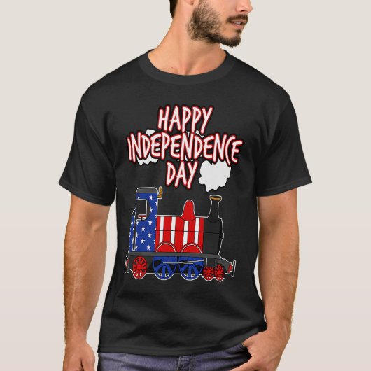 Happy Independence Day Train American Flag USA 4th T-shirt (Voorkant)