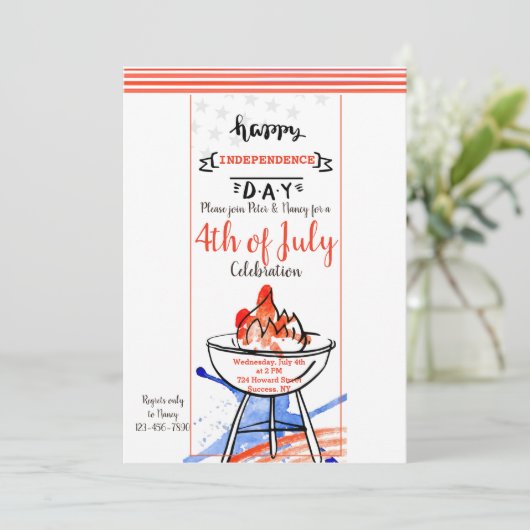 Happy Independence Day Uitnodiging (Staand voorkant)