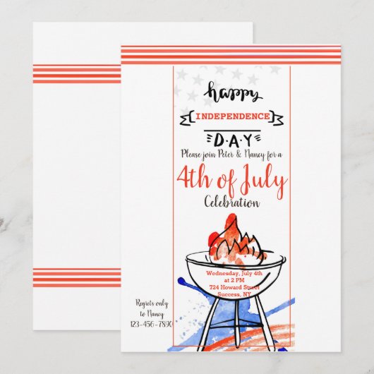 Happy Independence Day Uitnodiging (Voorkant / Achterkant)