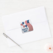 Happy Independence Day Vierkante Sticker (Envelop)