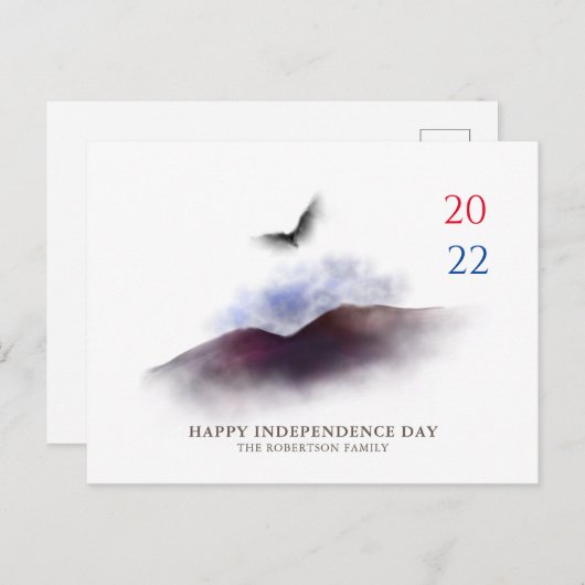 Happy Independence Day Waterverf Eagle Mountains Briefkaart (Voorkant / Achterkant)