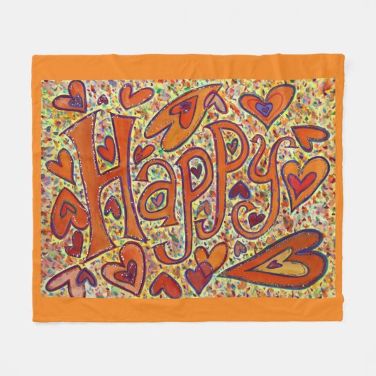 Happy Inspirerend Custom Fleece Throw Blanket Deken (Voorkant (Horizontaal))