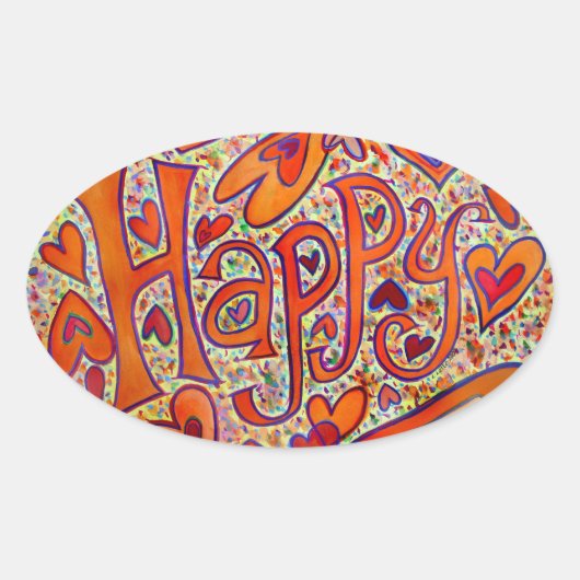 Happy Inspirerend Word Art Sticker Decals (Voorkant)