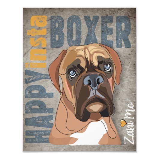 Happy Insta Boxer - Zani Mo Hond Foto Afdruk (Voorkant)