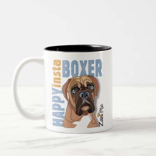 Happy Insta Boxer - Zani Mo Hond Tweekleurige Koffiemok (Links)