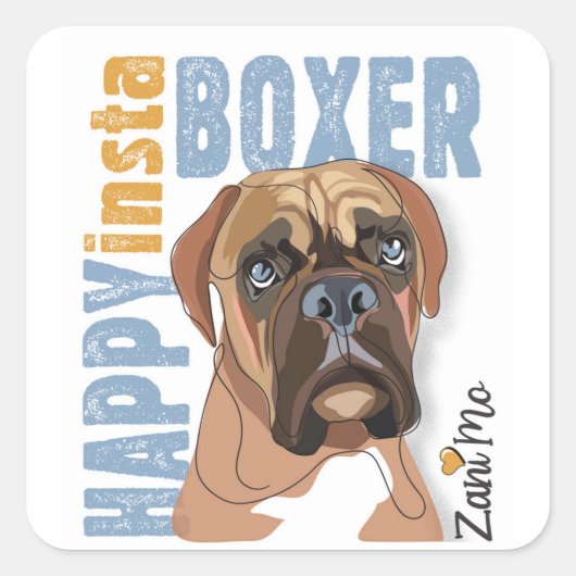 Happy Insta Boxer - Zani Mo Hond Vierkante Sticker (Voorkant)