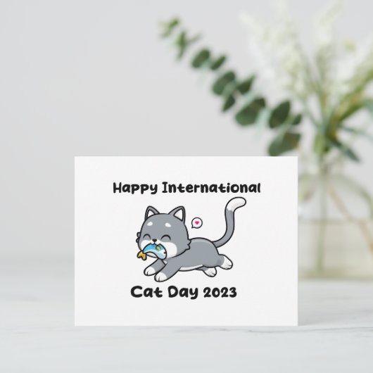 Happy International Cat Day 2023 Briefkaart (Staand voorkant)