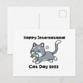 Happy International Cat Day 2023 Briefkaart (Voorkant / Achterkant)