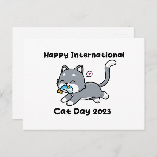 Happy International Cat Day 2023 Briefkaart (Voorkant / Achterkant)
