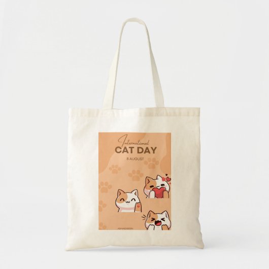 happy international cat day , 8 August Tote Bag (Voorkant)
