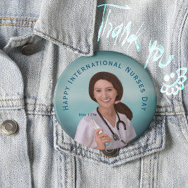 Happy International Nurses Day met Verpleegster Ronde Button 4,0 Cm