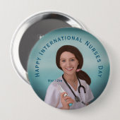 Happy International Nurses Day met Verpleegster Ronde Button 4,0 Cm (Voorkant /achterkant)