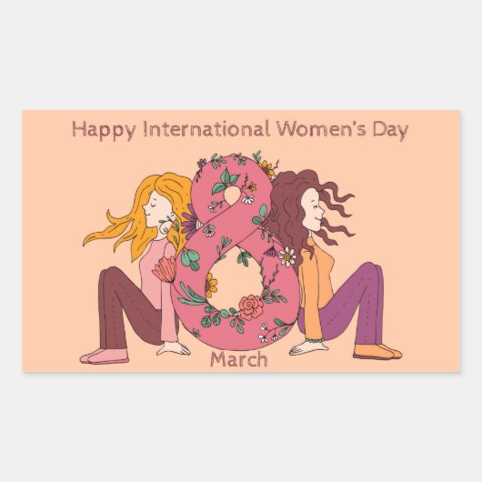 Happy International Women's Day (8 March) Rechthoekige Sticker (Voorkant)