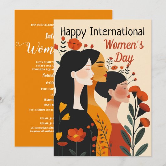 Happy International Women's Day Invitation Kaart (Voorkant / Achterkant)