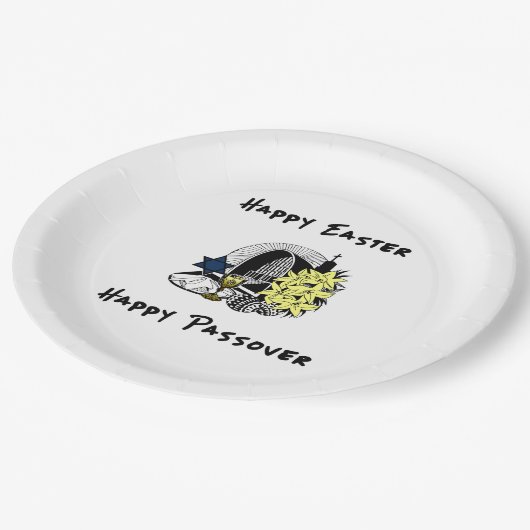 Happy Interreligieuze Pasen en Passover Papieren Bordje (Gekanteld)