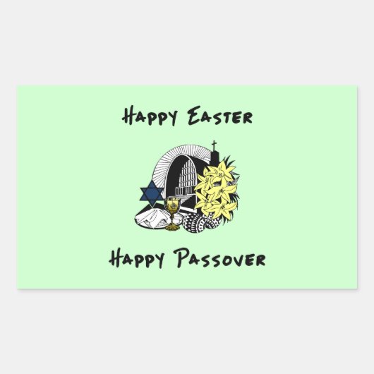 Happy Interreligieuze Pasen en Passover Rechthoekige Sticker (Voorkant)