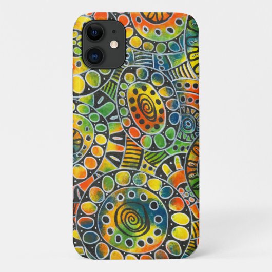 Happy iPhone Acrylhandbeschilderde cirkels Modern Case-Mate iPhone Case (Achterkant)