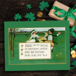 Happy  Irish Children St. Patrick's Day Briefkaart<br><div class="desc">Cheerful and kleurful vintage St. Patrick's Day wenskaart met vrolijke dansende Ierse kinderen in een groene weide met feestelijke groet.</div>