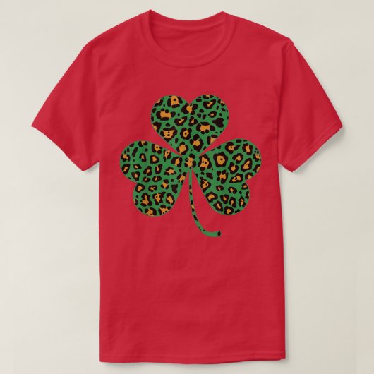 Happy Irish Shamrock Leopard Funny St T-shirt (Design voorkant)