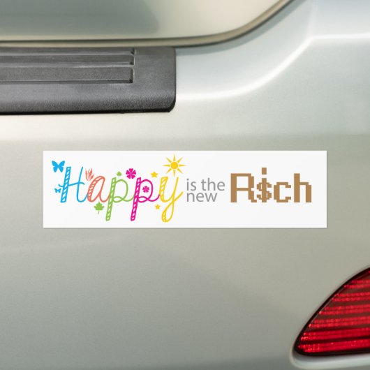 Happy is de nieuwe Rich Bumpersticker (Op auto)