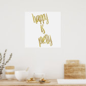 Happy is  Quote Faux Gold Foil Glitter Poster (Keuken)