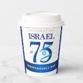Happy Israel Independence Day 75 Blue Star David Papieren Bekers (Links)