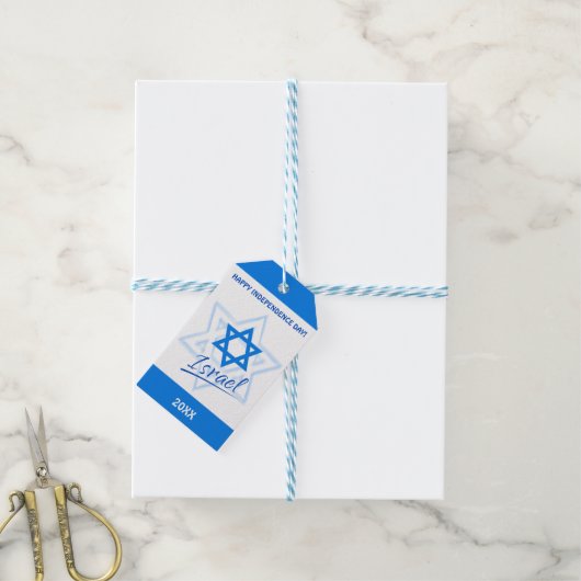 Happy Israel Independence Day Blue Star van David Cadeaulabel (Met Touw)