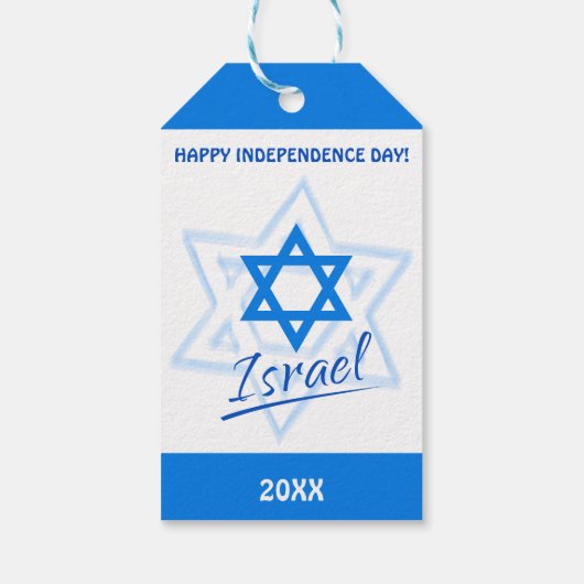 Happy Israel Independence Day Blue Star van David Cadeaulabel (Achterkant)