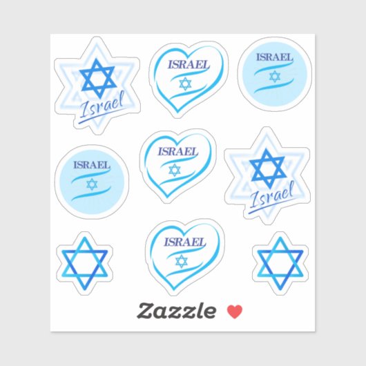 Happy Israel Independence Day Blue Star van David Sticker (Vel)