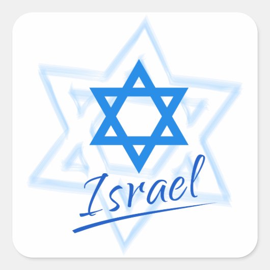 Happy Israel Independence Day Blue Star van David Vierkante Sticker (Voorkant)