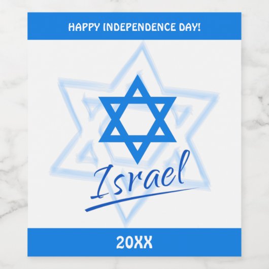 Happy Israel Independence Day Blue Star van David Wijn Etiket (Enkel label)