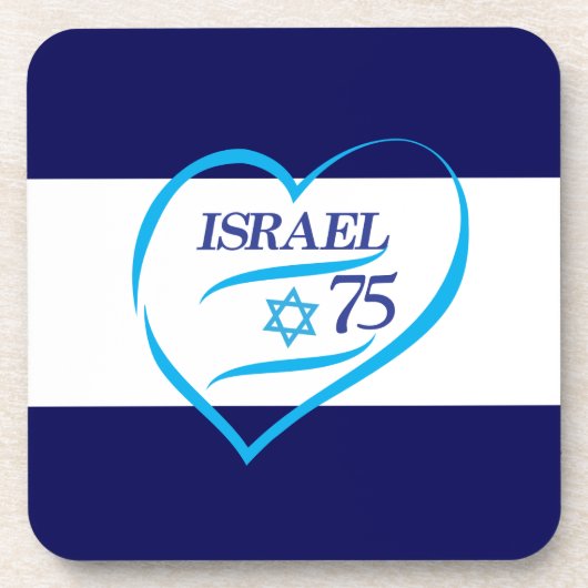 Happy Israel Independence Day Jubileum 75 Bier Onderzetter (Voorkant)