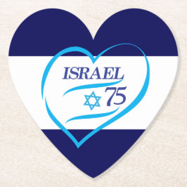 Happy Israel Independence Day Jubileum 75 Kartonnen Onderzetters