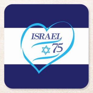 Happy Israel Independence Day Jubileum 75 Kartonnen Onderzetters